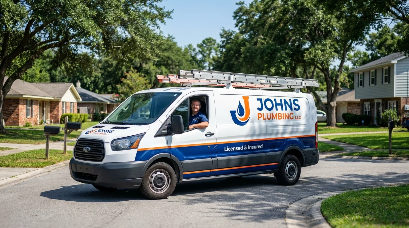 Johns Plumbing LLC service van in Washburn, IL