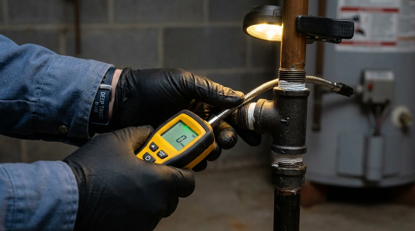 Gas leak detection with electronic sniffer by Johns Plumbing LLC in Washburn